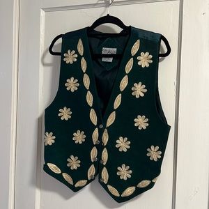 Vintage Green Suede 80s Vest Medium